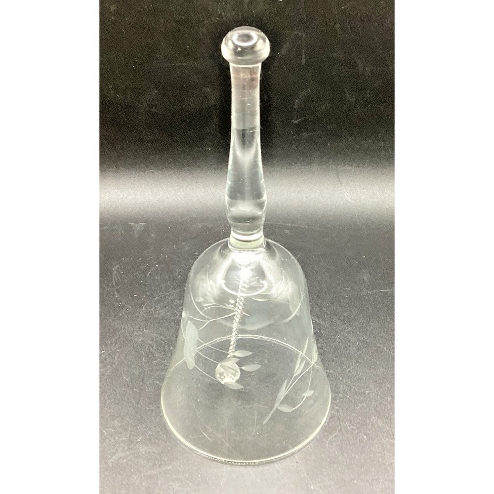 Vintage Princess House Heritage Handblown Hand Cut Etched Crystal Bell - 6" Tall